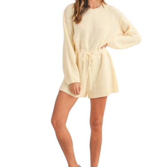 Yellow Spring Ribbed Sweater Romper - Picture 9 of 10